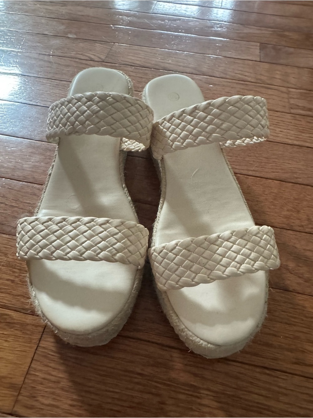 Woven Double-Strap Slide Sandals - Cream